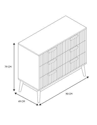 CÓMODA 3 CAJONES NATURAL