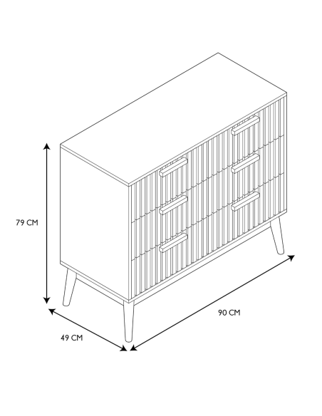 CÓMODA 3 CAJONES NATURAL