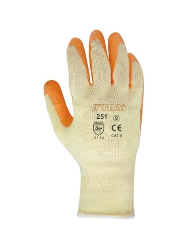 GUANTE ANTICORTE LATEX NARANJA JUBA