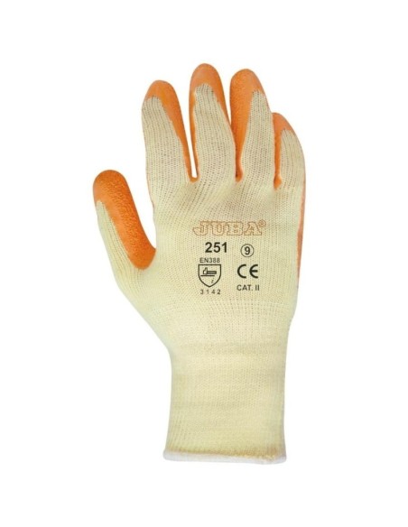 GUANTE ANTICORTE LATEX NARANJA JUBA