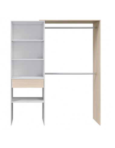 KIT ROPERO VESTIDOR BLANCO Y ROBLE