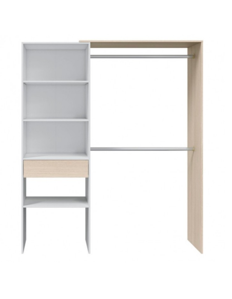 KIT ROPERO VESTIDOR BLANCO Y ROBLE