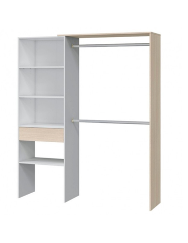 KIT ROPERO VESTIDOR BLANCO Y ROBLE