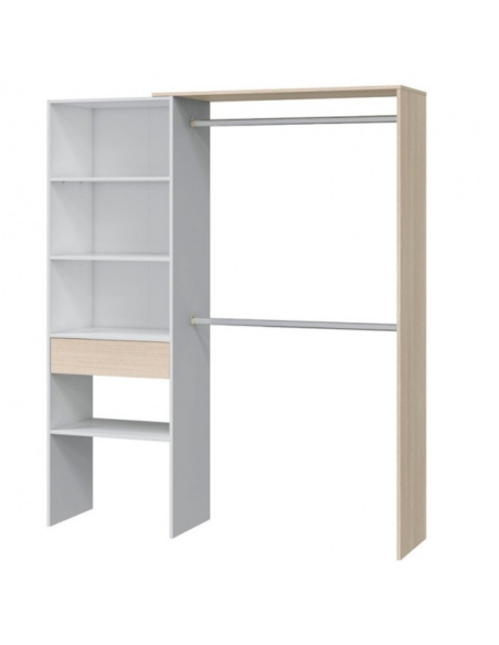 KIT ROPERO VESTIDOR BLANCO Y ROBLE