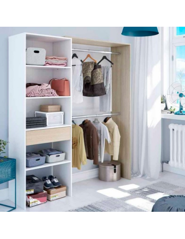 KIT ROPERO VESTIDOR BLANCO Y ROBLE