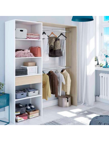 KIT ROPERO VESTIDOR BLANCO Y ROBLE