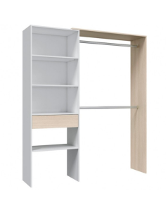 KIT ROPERO VESTIDOR BLANCO Y ROBLE