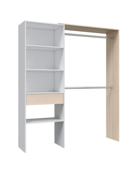 KIT ROPERO VESTIDOR BLANCO Y ROBLE