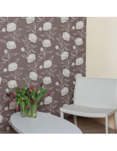 PAPEL PINTADO FLORAL MARRÓN 2