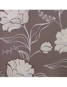 PAPEL PINTADO FLORAL MARRÓN