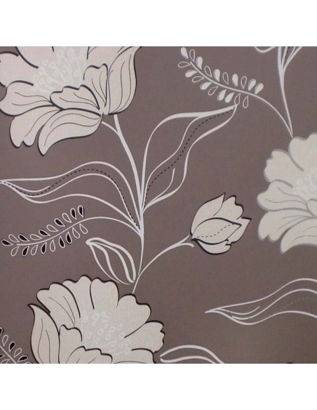 PAPEL PINTADO FLORAL MARRÓN