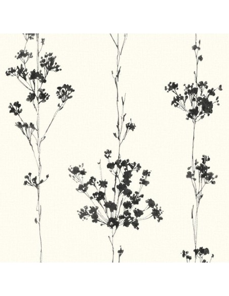 PAPEL PINTADO RAMAJE BLANCO NEGRO